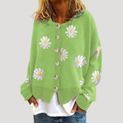 Women’s oversized knitted daisy print cardigan