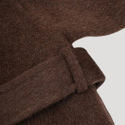 Women’s faux fur trim belted wrap wool winter coat
