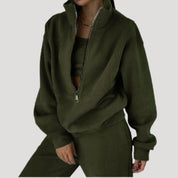 Women’s half zip fleece winter zip up sweatshirt set
