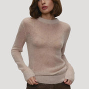 Women's soft sheer wool knit crewneck jumper