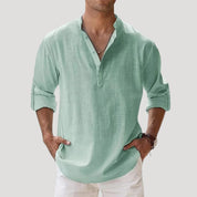Men’s linen summer casual polo t shirt long sleeve