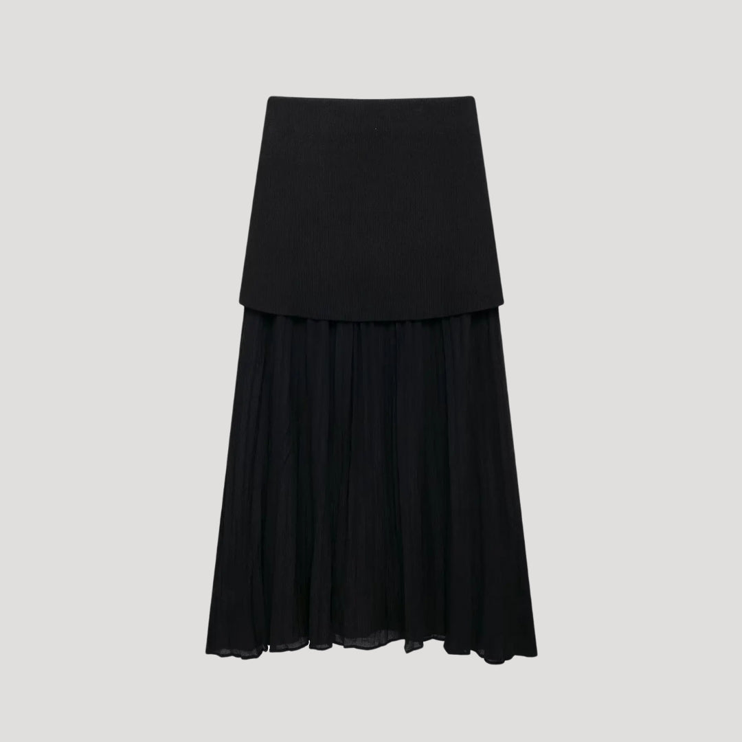 Sophisticated sleeveless vest and pleated skirt set