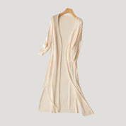 Women's long lightweight cardigan – open front knit