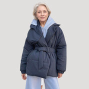 Belted puffer coat