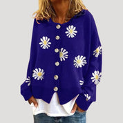 Women’s oversized knitted daisy print cardigan