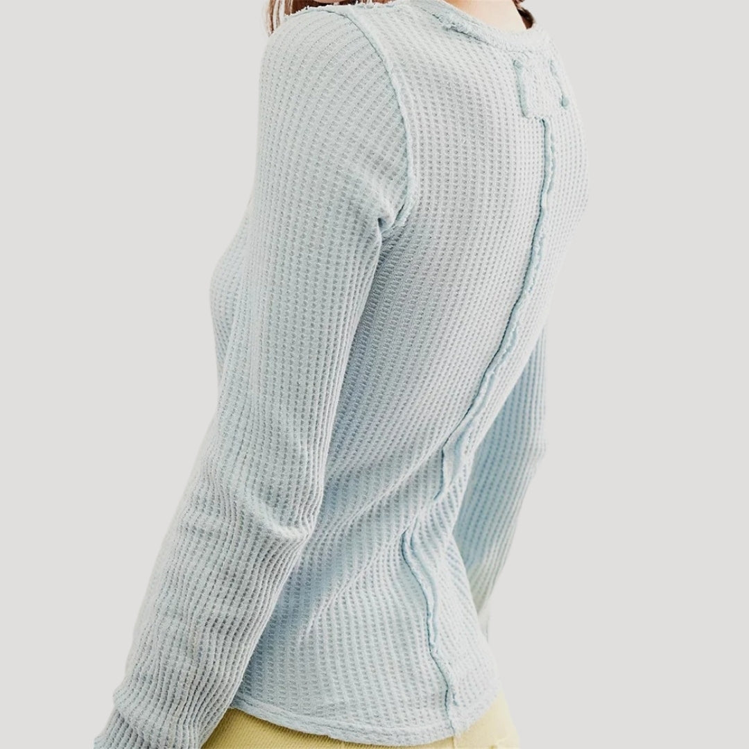 Waffle knit long-sleeve top