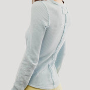 Waffle knit long-sleeve top