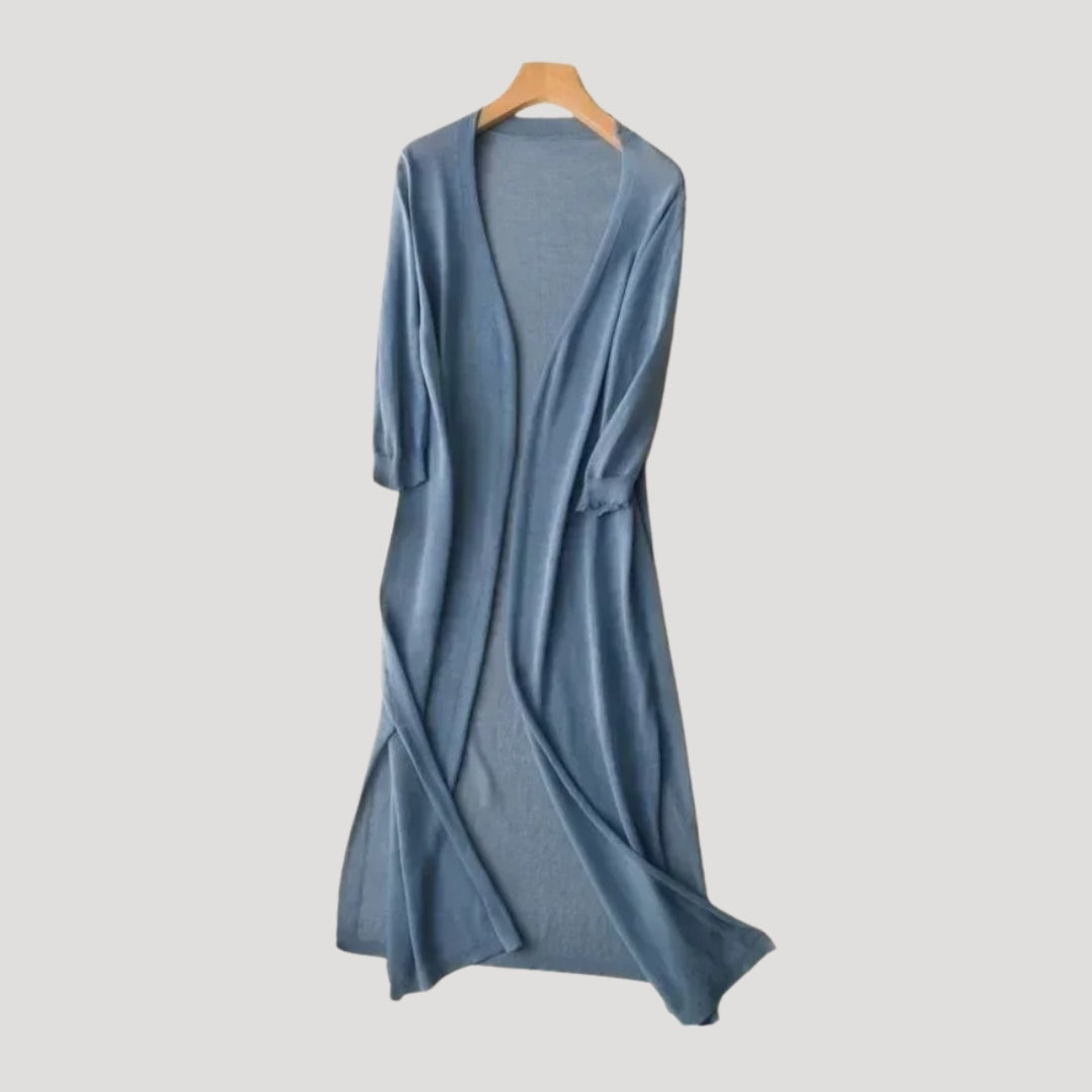 Women's long lightweight cardigan – open front knit