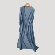 Women's long lightweight cardigan – open front knit