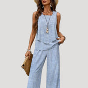 Women’s co ord set wide leg linen trousers