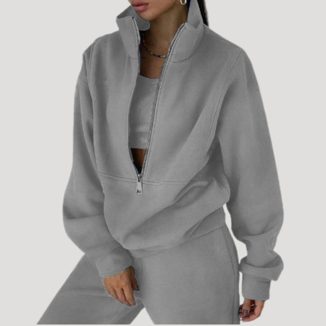 Women’s half zip fleece winter zip up sweatshirt set