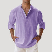 Men’s linen summer casual polo t shirt long sleeve