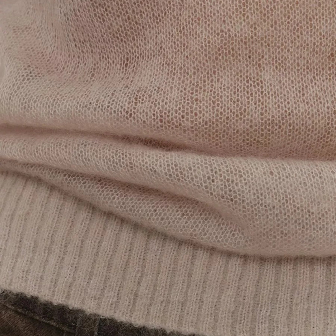 Women's soft sheer wool knit crewneck jumper