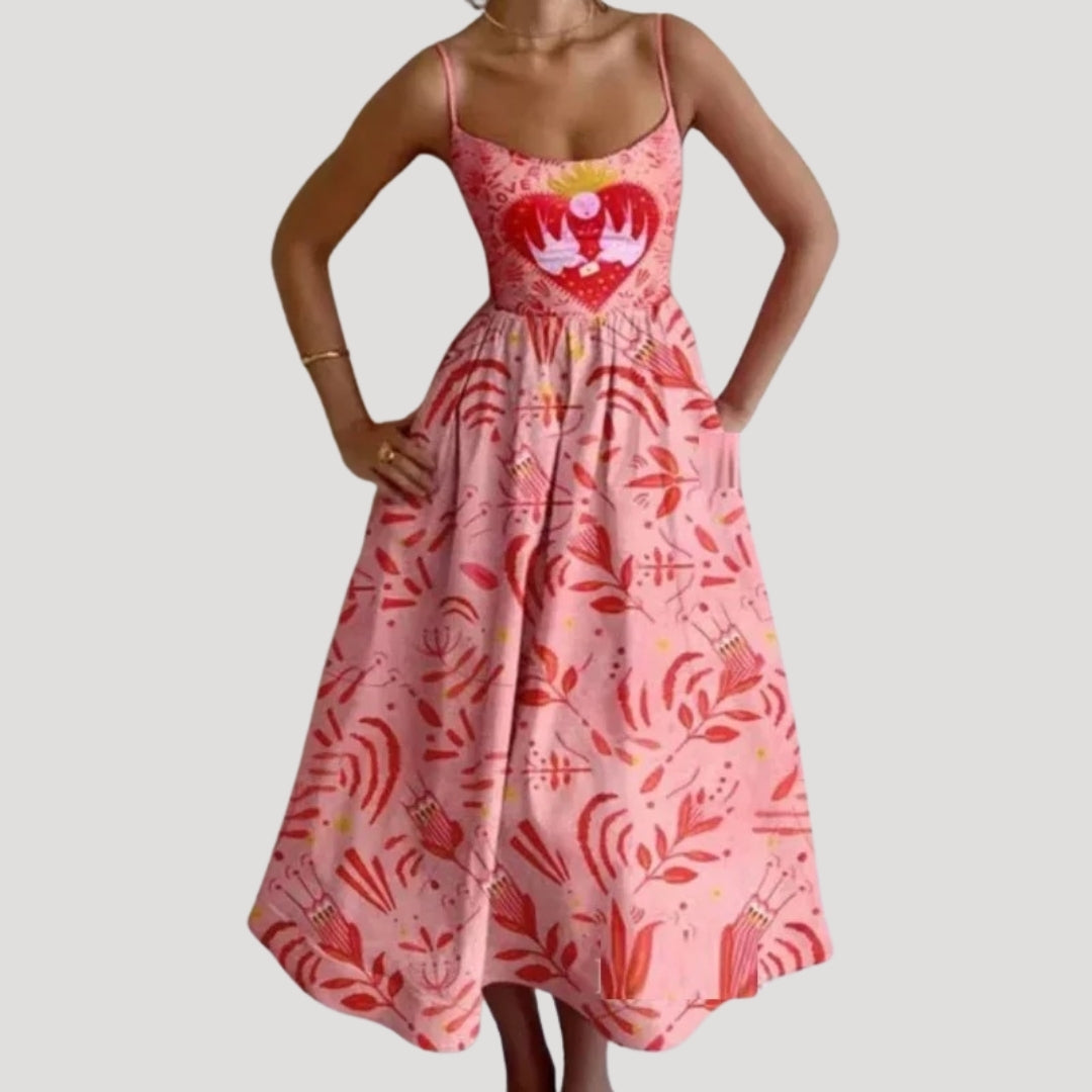 Women’s summer midi sundress – sleeveless printed holiday