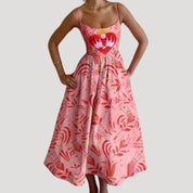 Women’s summer midi sundress – sleeveless printed holiday
