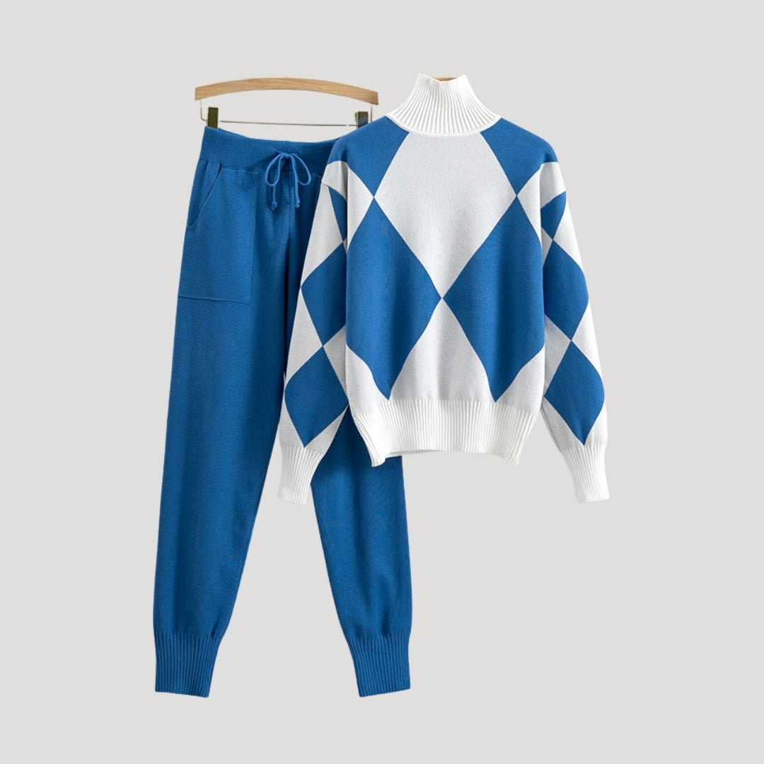 Women’s loungewear set – knit argyle two piece