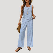 Women’s co ord set wide leg linen trousers