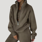 Women’s half zip fleece winter zip up sweatshirt set