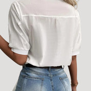 Women’s white embroidered cotton short sleeve blouse