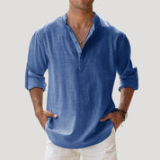 Men’s linen summer casual polo t shirt long sleeve