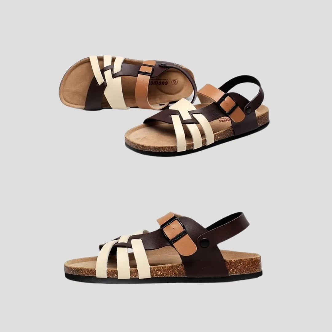 Men's leather walking sandals – adjustable strap
