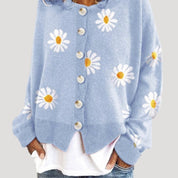 Women’s oversized knitted daisy print cardigan