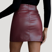 Faux leather wrap mini skirt