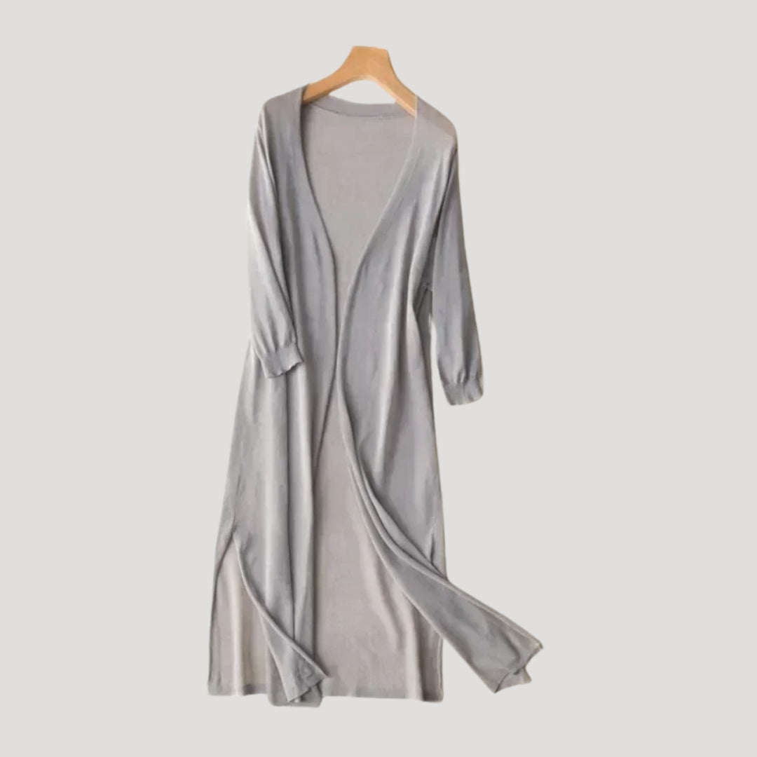Women's long lightweight cardigan – open front knit