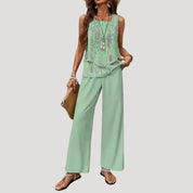 Women’s co ord set wide leg linen trousers