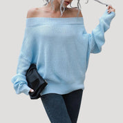 Women’s off shoulder oversized knit sweater for casual wear