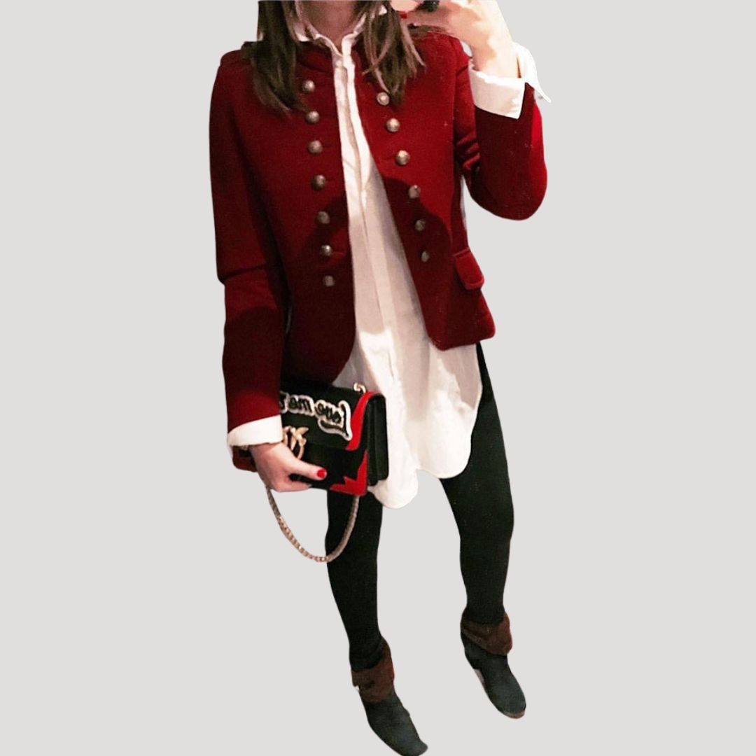 Women’s military style wool blend blazer jacket