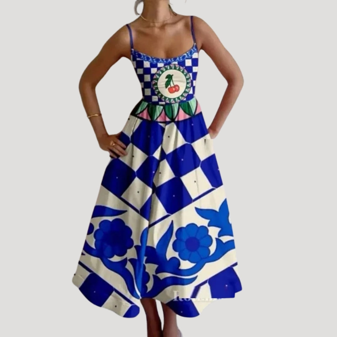 Women’s summer midi sundress – sleeveless printed holiday