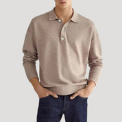 Men cotton relaxed polo sweater