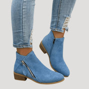 Women’s block heel zip low ankle boots