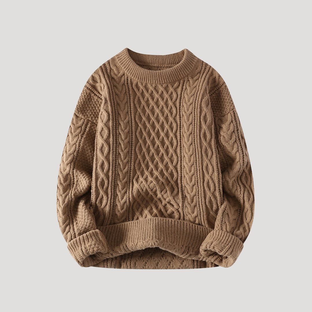 Men’s knitted jumper cable knit crew neck winter sweater