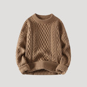Men’s knitted jumper cable knit crew neck winter sweater