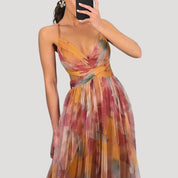 Women’s strappy v neck printed maxi dress