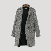 Women’s wool check double breasted long coat