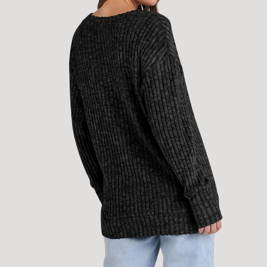 Women’s v-neck ribbed knit sweater