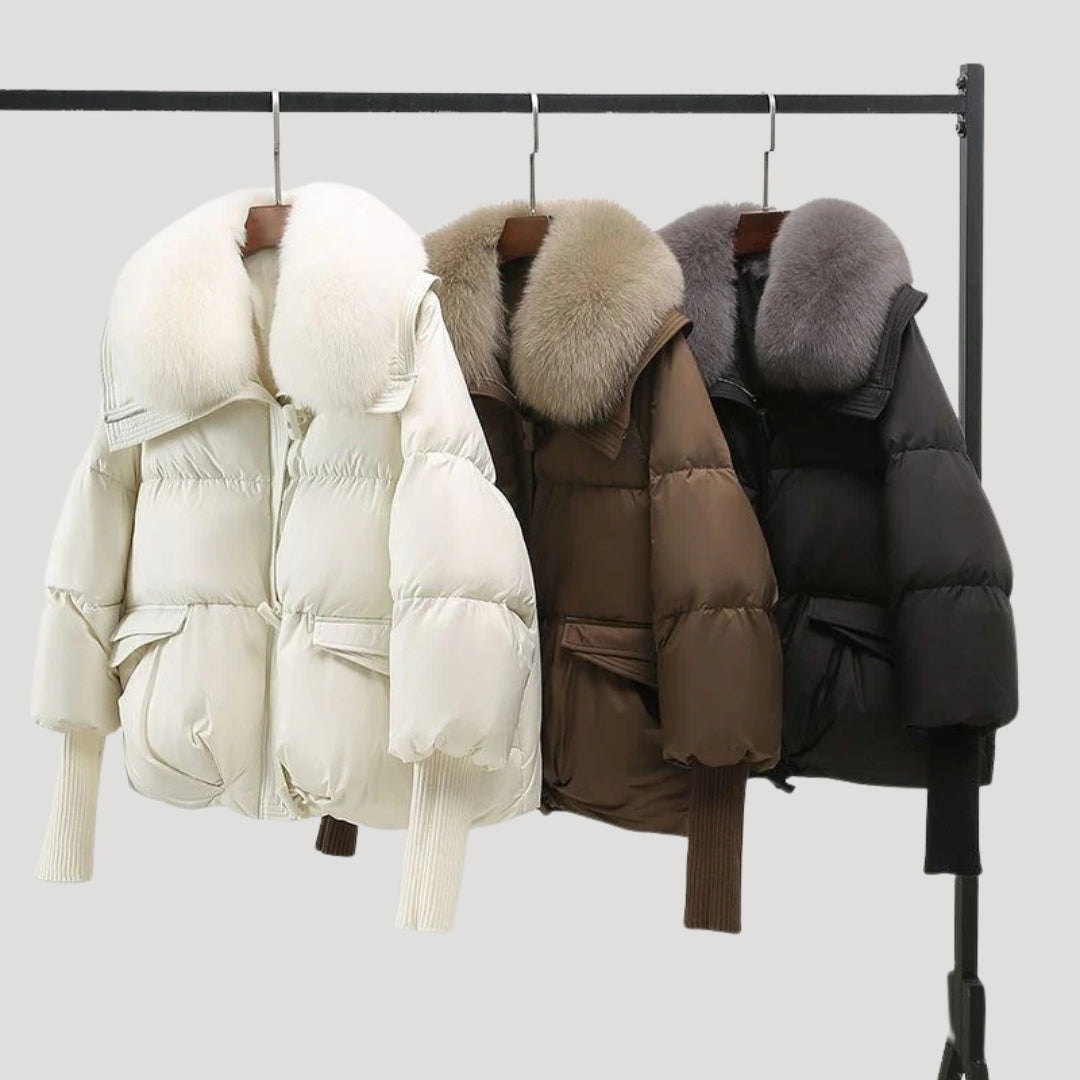 Winter fur collar puffer coat