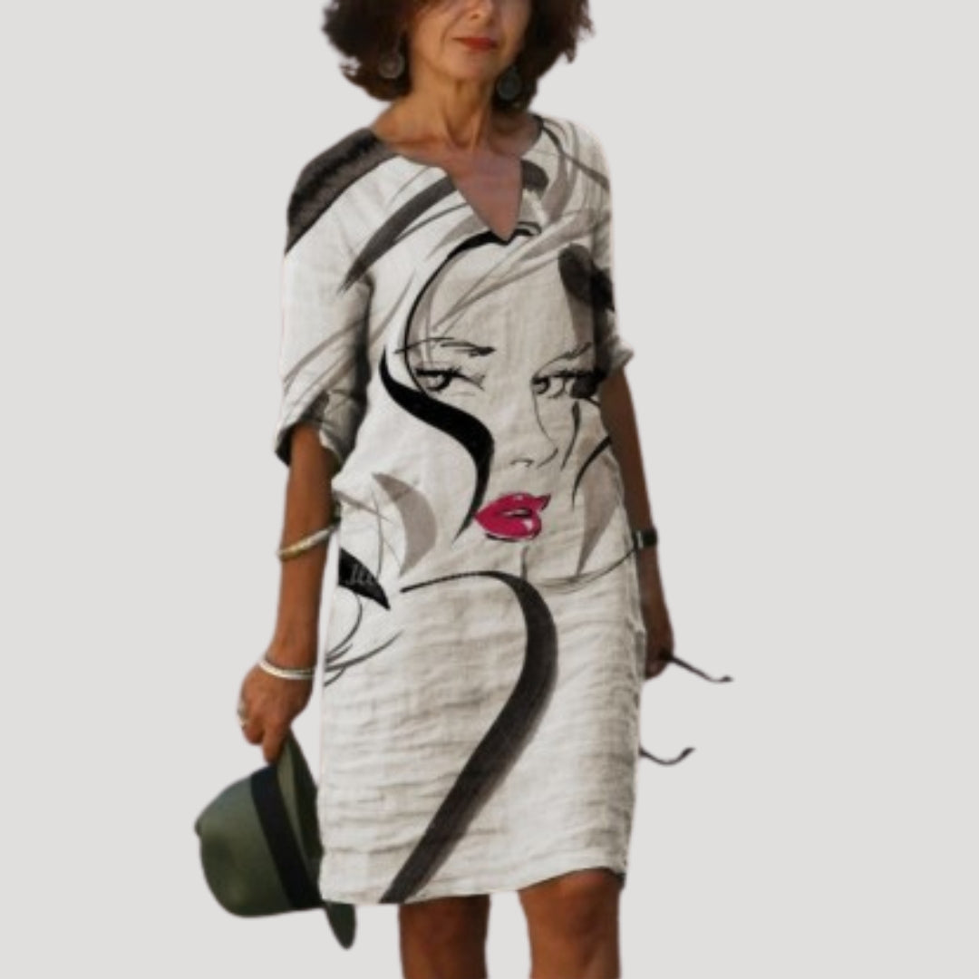 Women’s linen floral midi shift dress