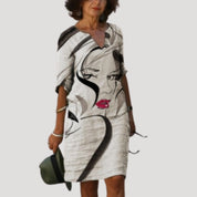 Women’s linen floral midi shift dress