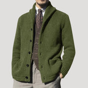 Classic knitted shawl collar cardigan