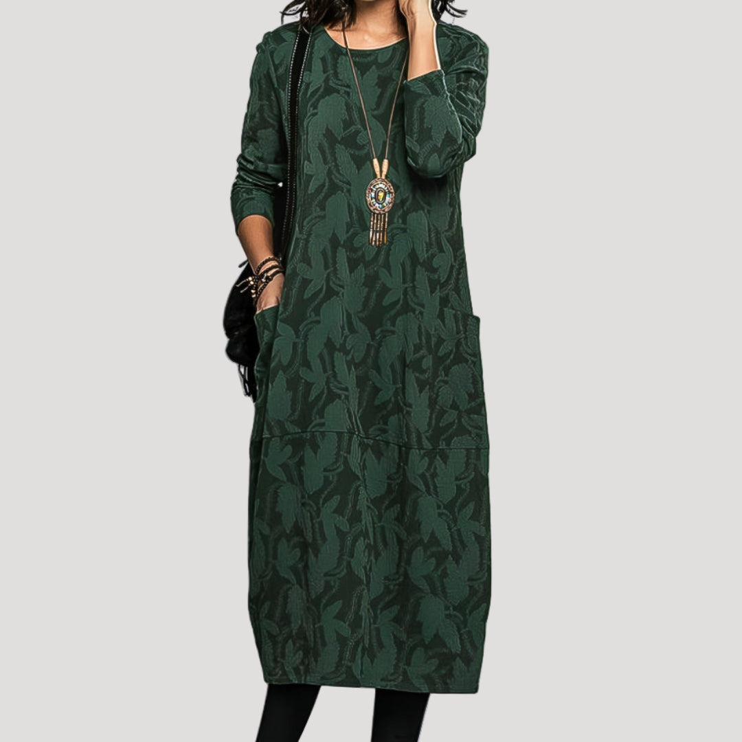 Women’s long sleeve patterned midi dress