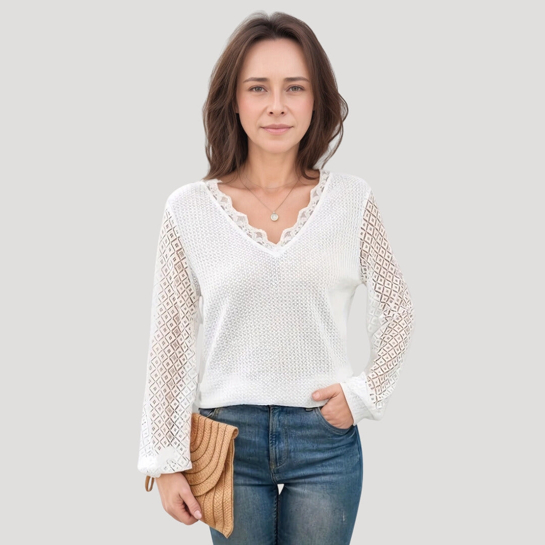 Elegant lace-sleeved sweater