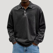 Men’s long sleeve polo top in brushed cotton