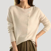 Women’s asymmetric button-up knit jumper