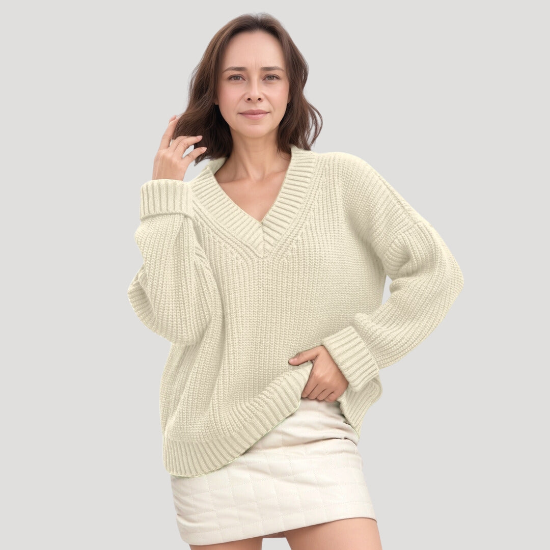 Relaxed v-neck knit sweater