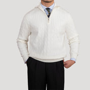 Men’s knitted jumper cable knit zip neck winter sweater