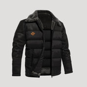 Luxury men's leather puffer jacket